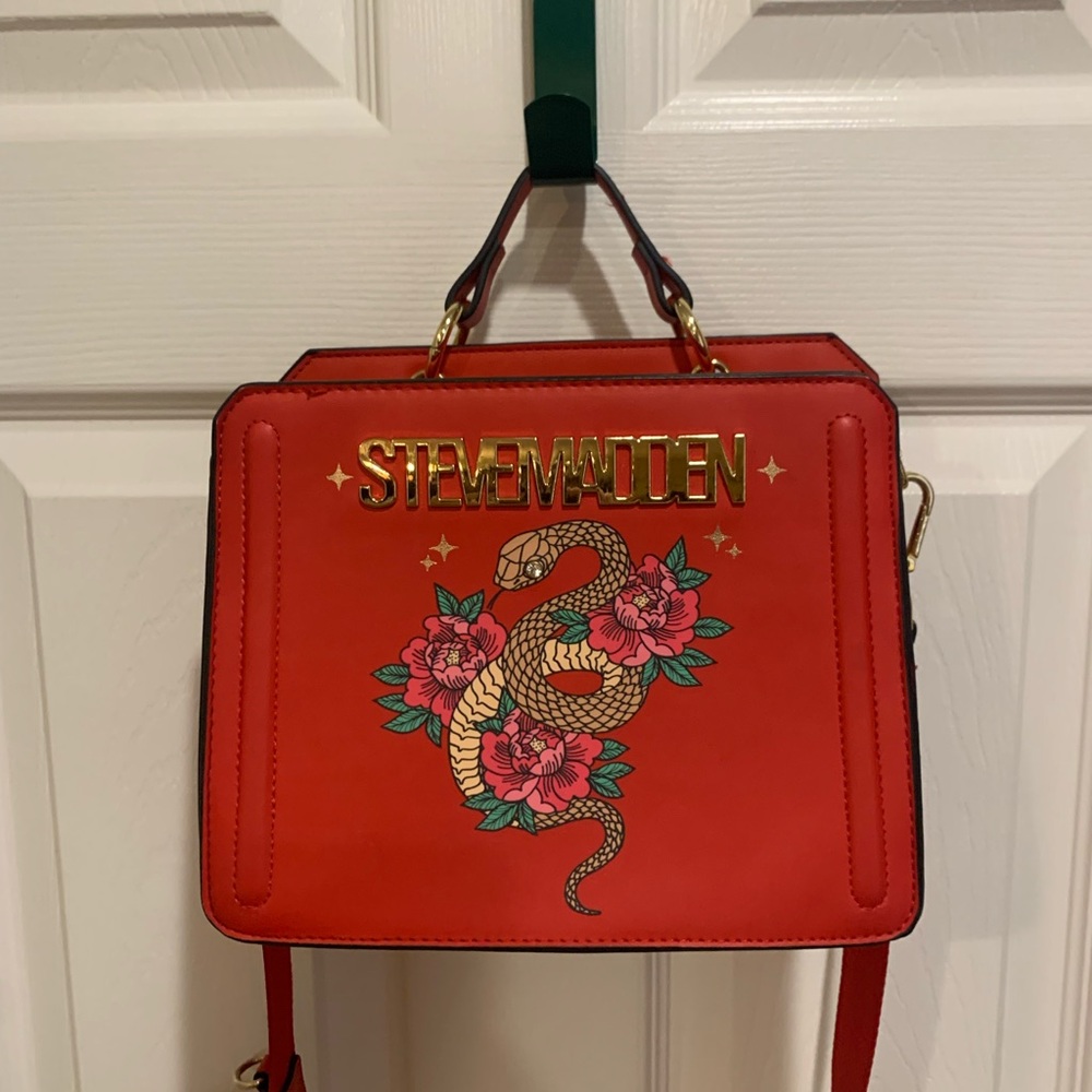 Steve Madden Red Floral Snake Crossbody Bag